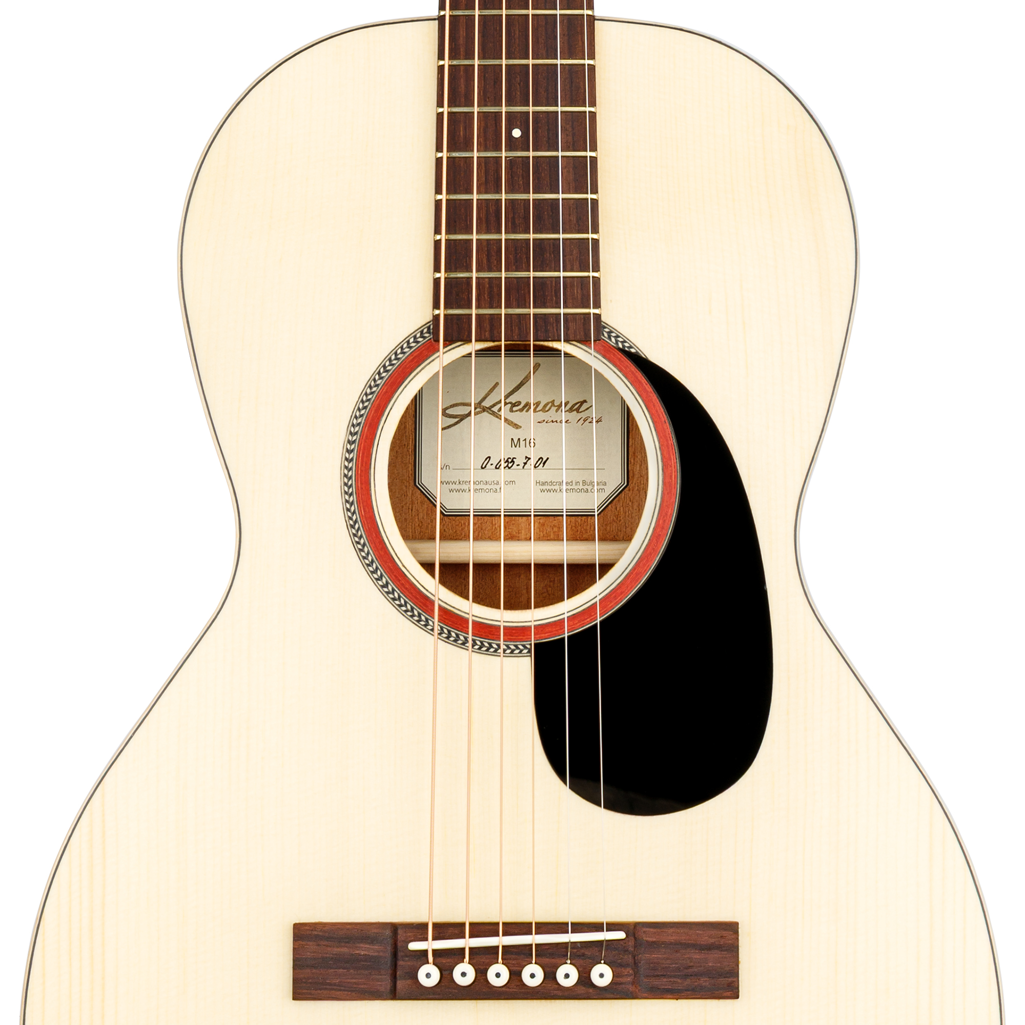 Kremona M16 handcrafted parlor acoustic steel-string guitar with wooden herringbone rosette