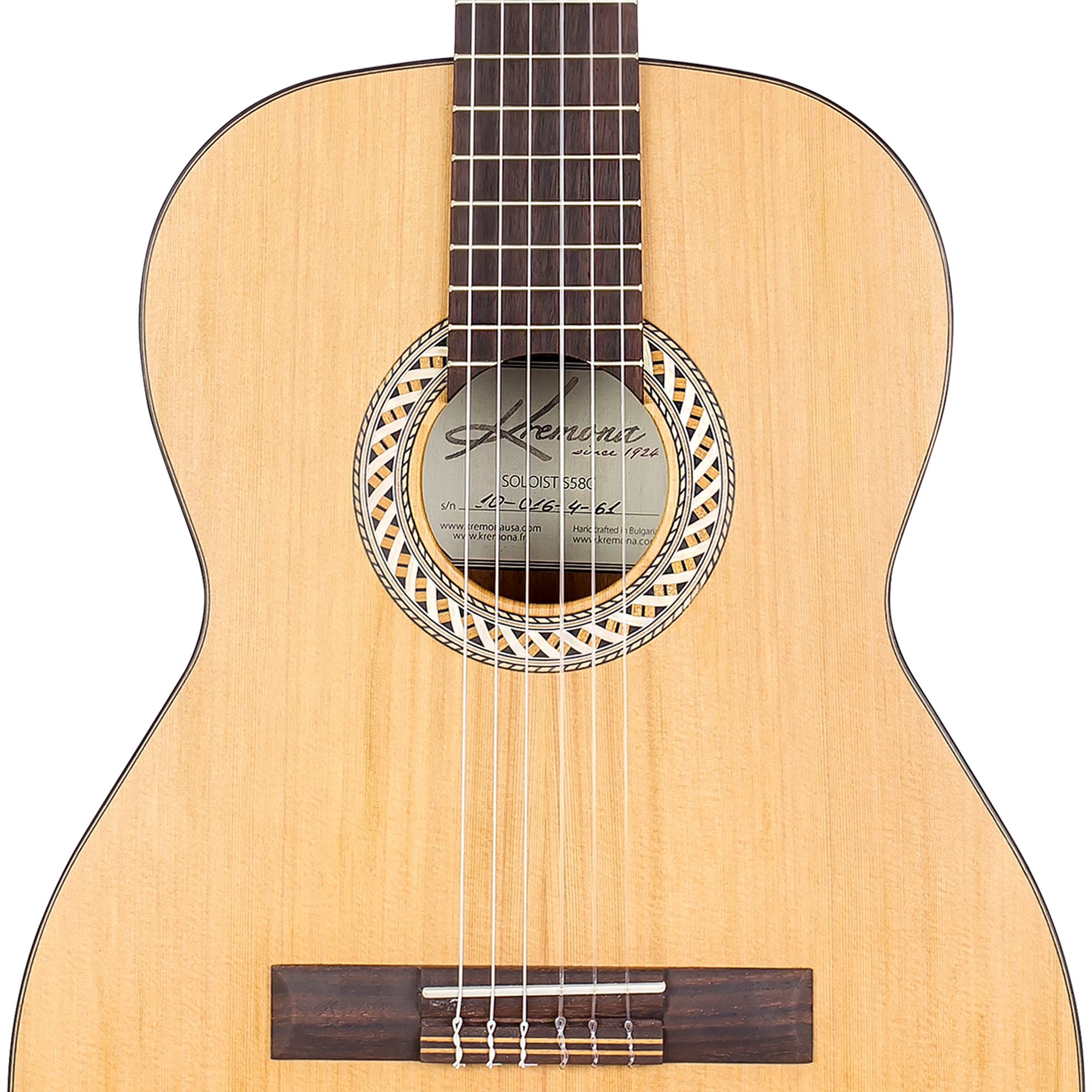 Kremona S58C handcrafted fractional 3/4 classical guitar with wood rosette and solid cedar top