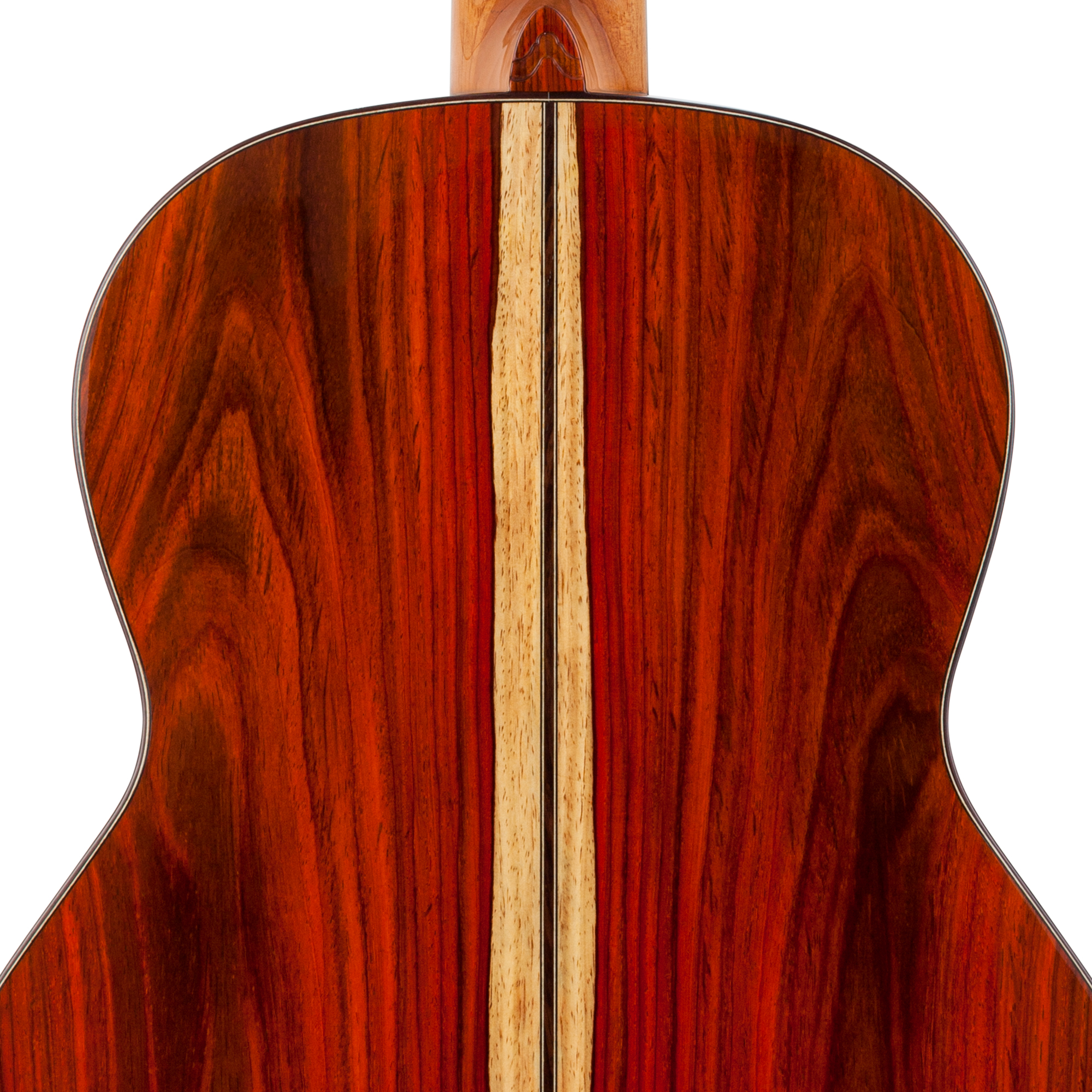 Kremona Solea SA-C handcrafted concert classical guitar - cocobolo heel flourish - handcrafted body detail